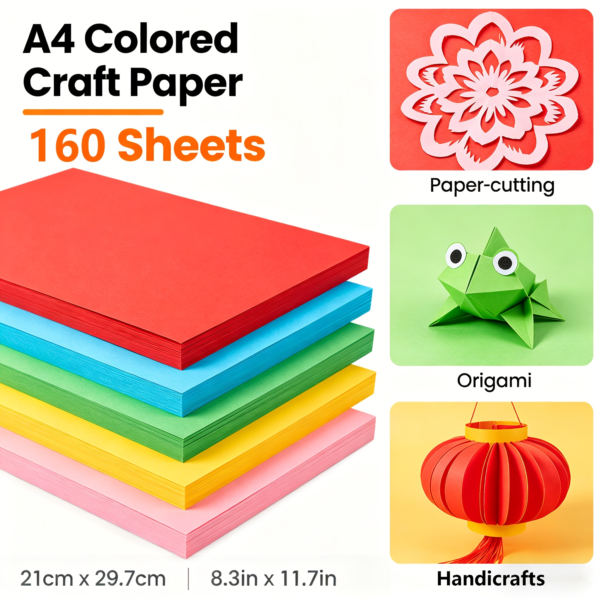 a4 colored paper 160 sheets 20 vibrant assorted colors premium multipurpose construction paper for crafts origami scrapbooking card making for art projects printing drawing cutting classroom office supplies smooth texture acid free