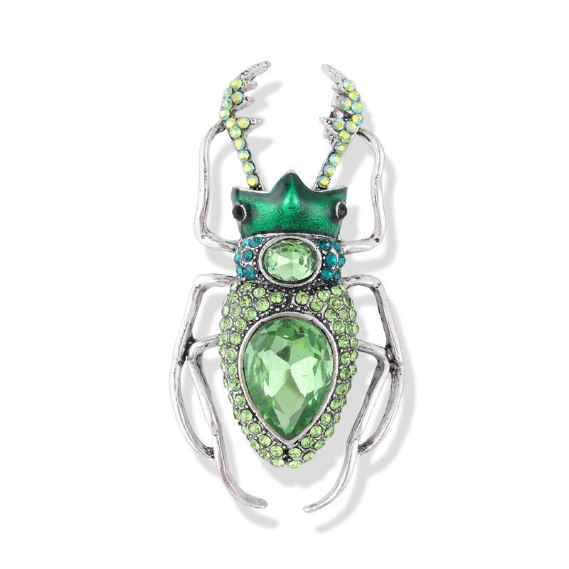 E-shop Ein klassischer grüner Strass-Käfer-Anstecker, stilvolle Luxusschmuck für Damen, auffälliges und elegantes Insekten-Design, ideal für Hochzeiten