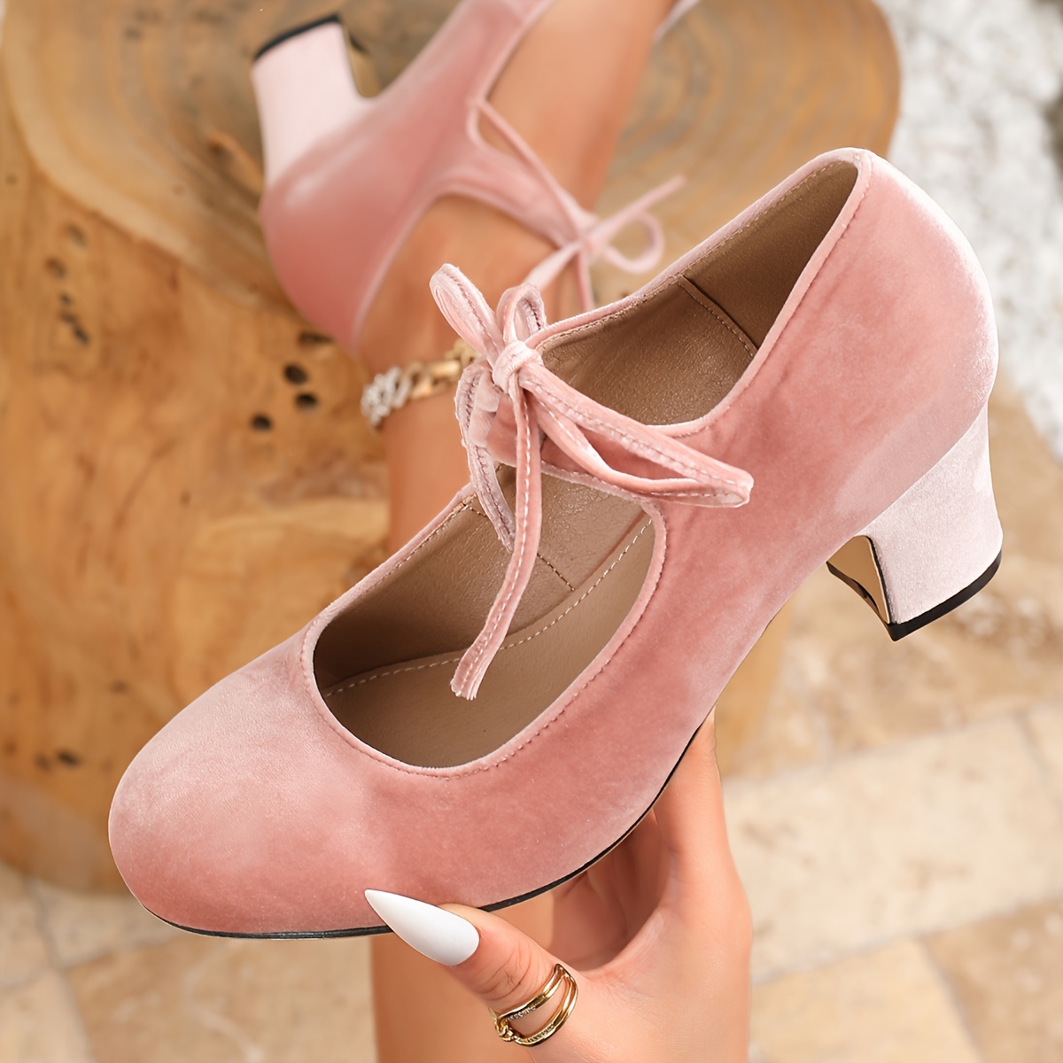 Image of Lace-up Pumps For Women, Viral Style 2026 Summer New Comfortable Round Toe Block Heel Dress Shoes, Cute Vintage Heels For Party, Date, Tea Party, Sweet Retro Outfit, Women Shoes