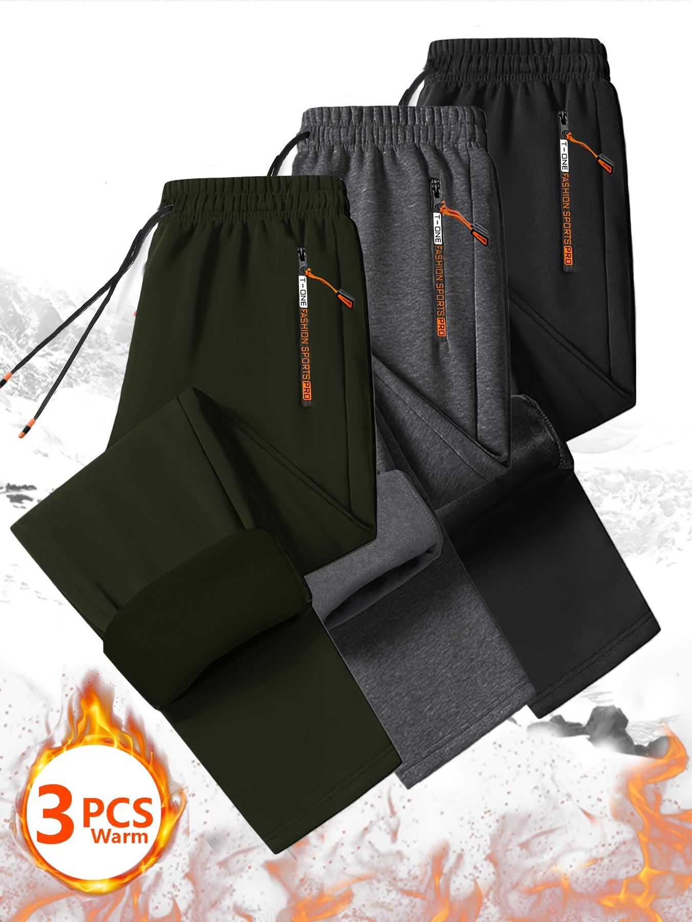 3pcs Men'S Winter Warm Fleece Sweatpants with Zipper Pockets - Casual Track Pants, Drawstring Waist, Solid Color, Regular Fit for Running, Workout, Gym & Outdoor Activities, Workout Pants, Gym Apparel, Sleek Design, Comfortable Fit, Men Fleece Lined Trouser, Men Fleece Trouser, Trouser For Men, Track Pant Men, Men Sport Pants, Men Jogging Pants, Men Pant, Sweatpant Men, Men Trouser, Jogger Pant For Men, Men Tracksuit Pants, Men Pants, Men Sports Pants, Men Warm Pants, Men Dress Pants