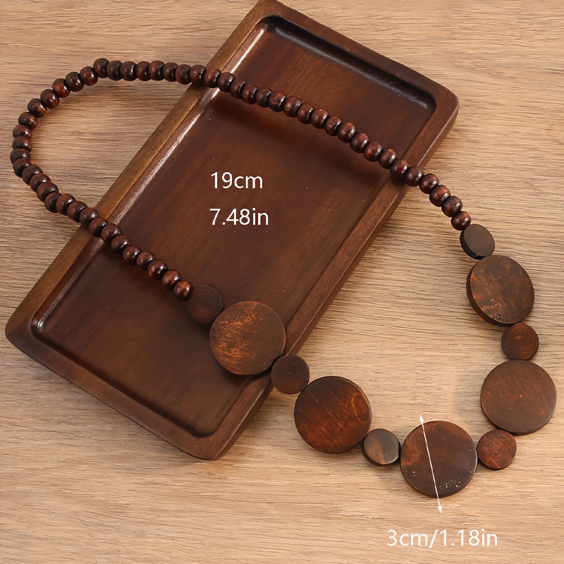 Chinese Ethnic Style Wood Bead Necklace, Vacation Sweater Chain