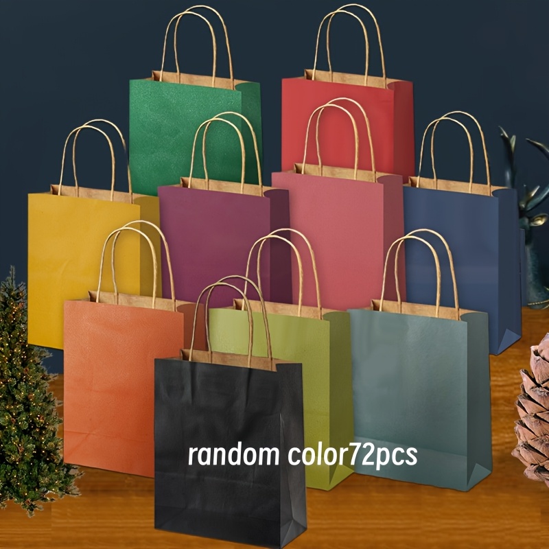 Image of 72pcs Paper Bags With Handles, Gift Bags, Random Colors, 8.7 X 6.3 X 3.1 Inches, Suitable For Birthday Parties, Wedding Parties, Festivals And Graduation Parties.