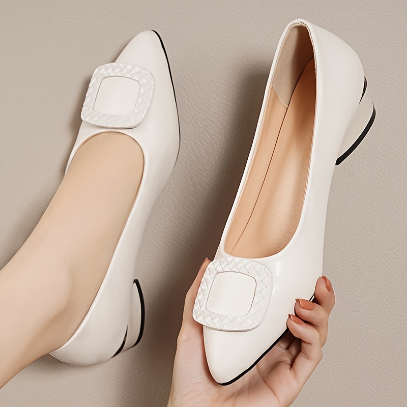 Ladies Fashionable Square Thick Heel Pointed
