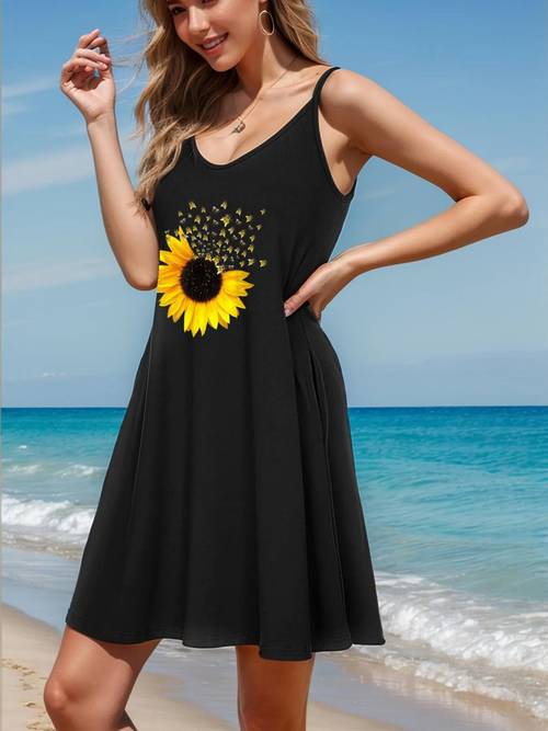 bumble bee sleeveless dress for women casual lightweight machine washable spring and summer wear