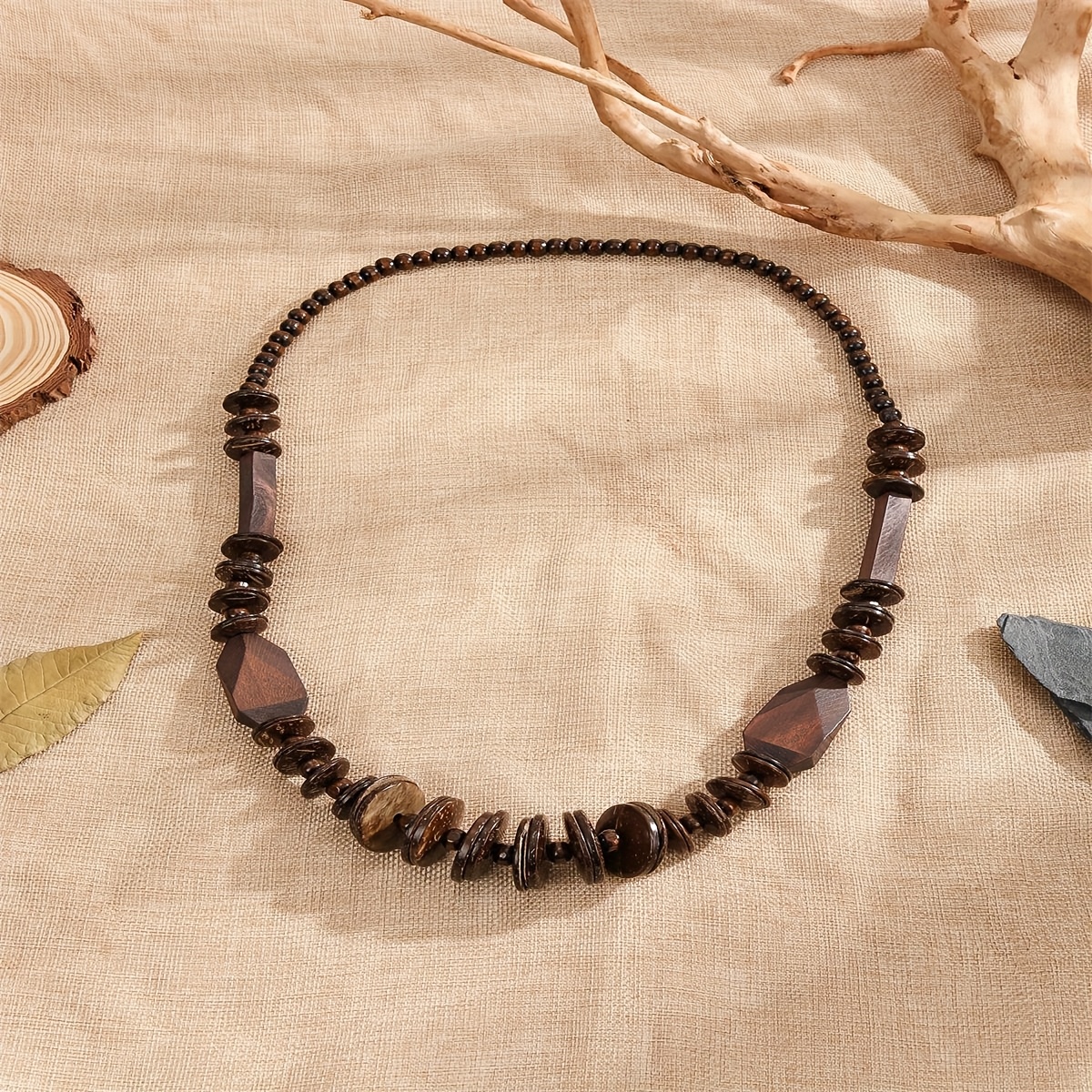 Bohemian Ethnic Coconut Shell Wooden Bead Necklace