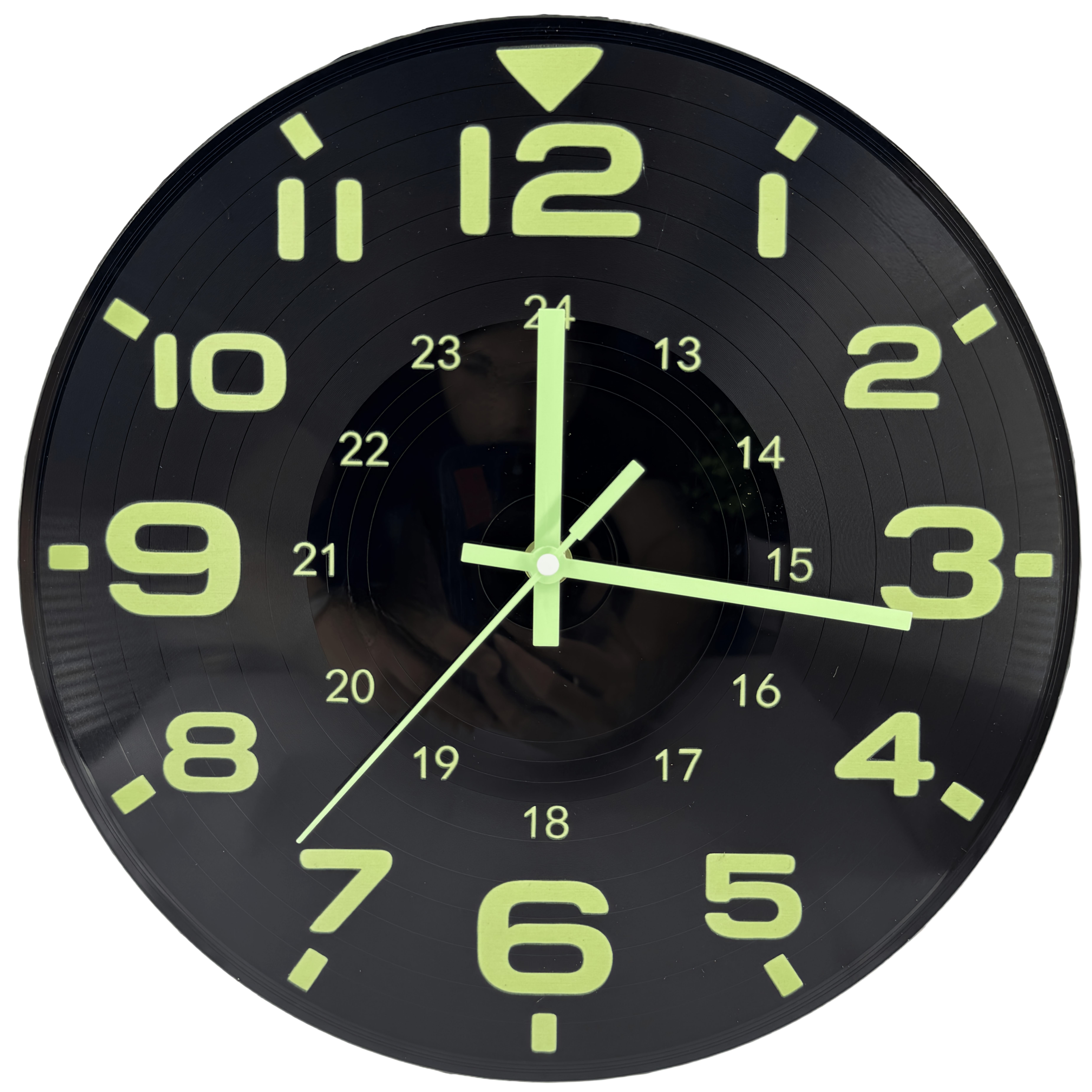 TEMU Reloj de vinilo de 12 pulgadas, 1 pieza, silencioso y sin , funciona con pilas, con dígitos y manecillas luminosas que absorben energía, para