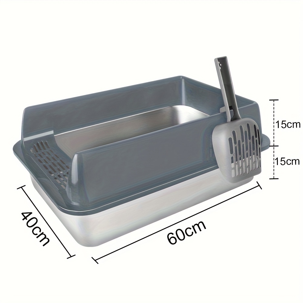 TEMU Grande Per Lettiera Per In Acciaio Inossidabile, Per Lettiera Per , Facile Da Pulire, 60*40*30cm, Grigio.