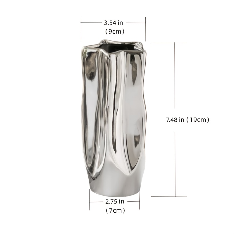 TEMU American Nordic Style Creative Vase Silvery Flower Pot Room Centerpiece Decorative Floral Arrangement Ornament