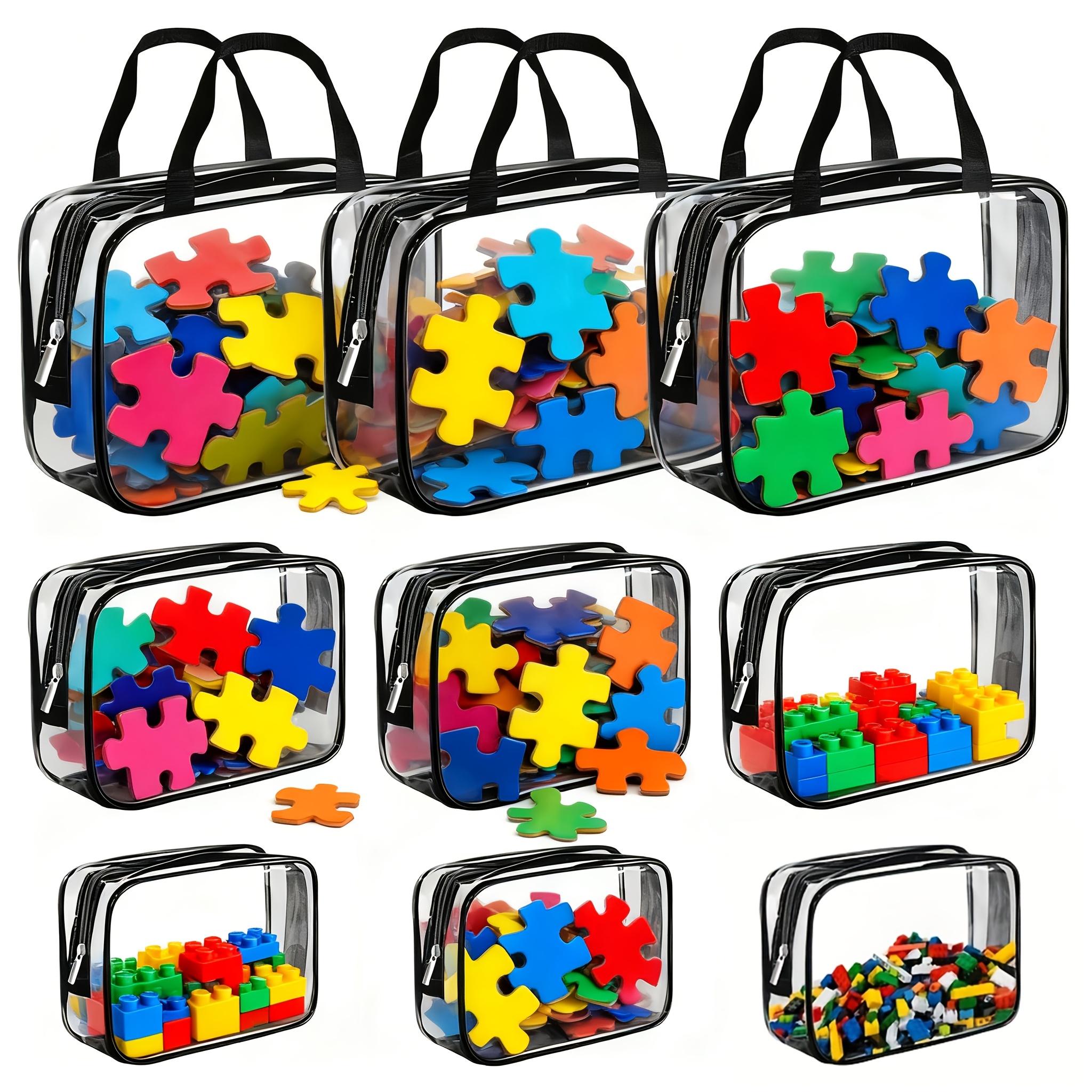 Qenwkxz 4PCS Toy Storage Bags Clear PVC Organizing Bags With Zipper