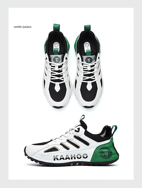 Tenis casuales bajos unisex Dulshaeruo KAAHOO - Ligeros y transpirables de malla y sintético, combinación de colores verde vibrante/rojo/beige/negro, punta redonda cómoda y suela de goma acolchada para caminar, trotar y atuendo casual en primavera/verano, zapatos cómodos, diseño deportivo, construcción duradera, calzado con cordones, moda urbana, forro de tela, calzado versátil, estilo de vida activo