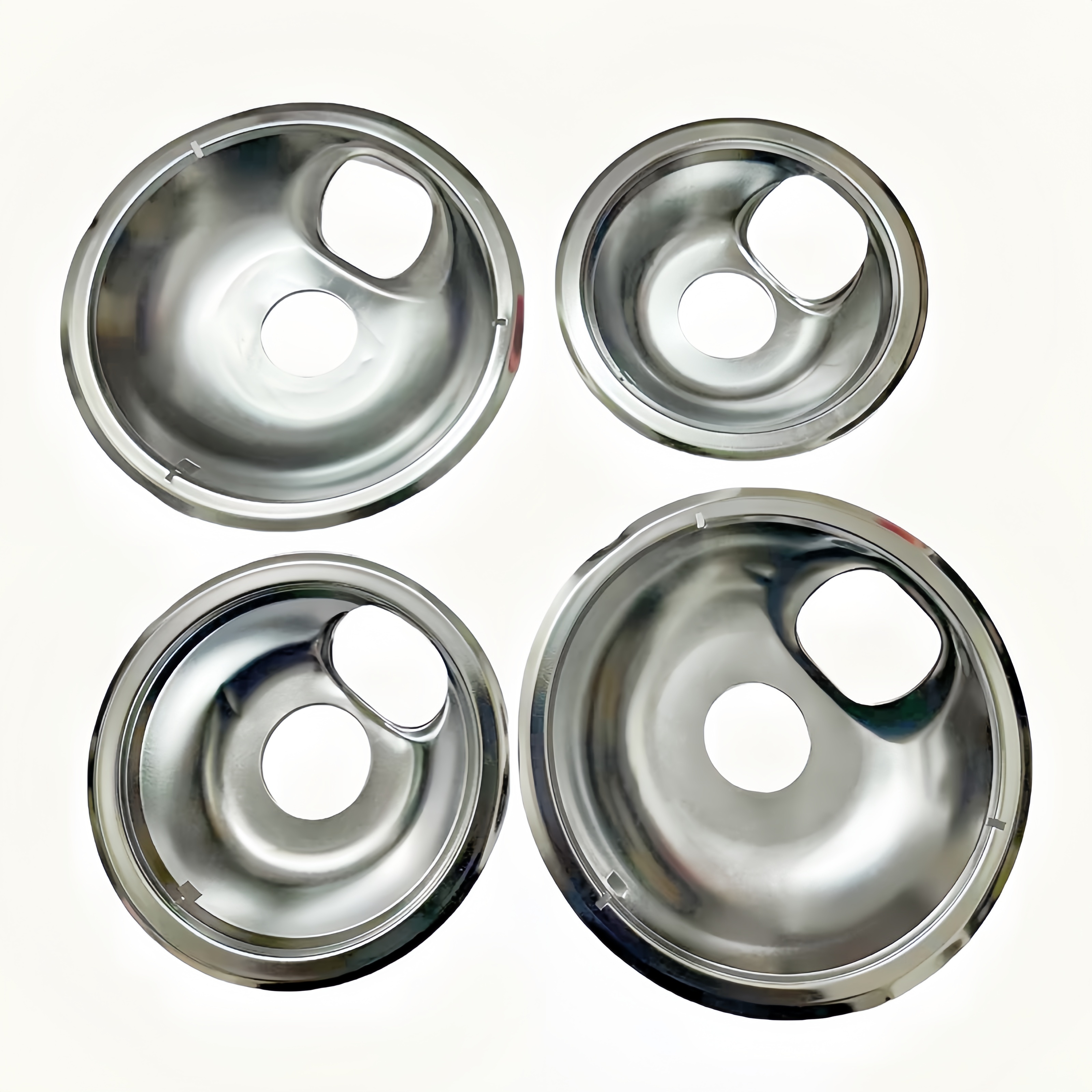 

Stainless Steel Drip Pan Set For , 4-pack - Universal Fit Burner Covers, Includes 2 Large (8 Inch) And 2 Small (6 Inch) Replacement Drip Bowls