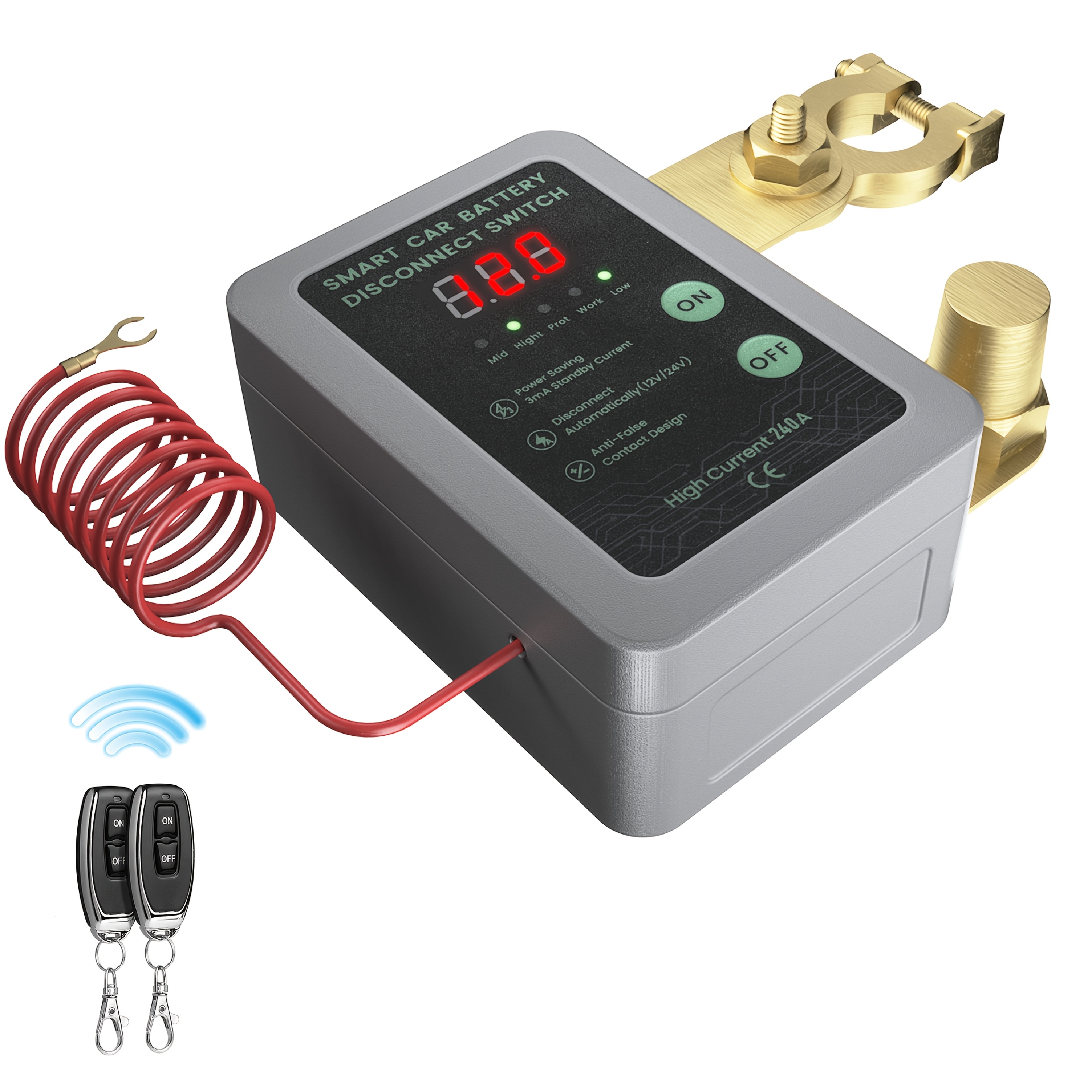 TEMU Remote Battery Disconnection Switch For Vehicles - 12v, 240a, Smart Voltage With Led Display, Anti-theft Feature, And Battery Drain Prevention