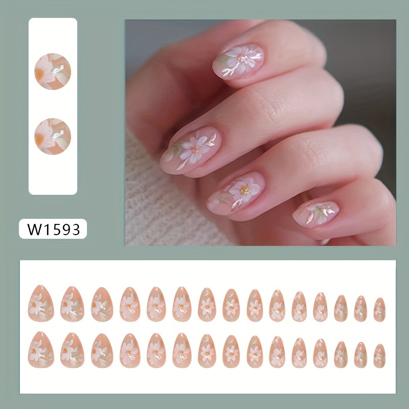 Trade Fake Nails, Detachable Short Almond-shaped Press-on Nails, 30pcs, Fresh And