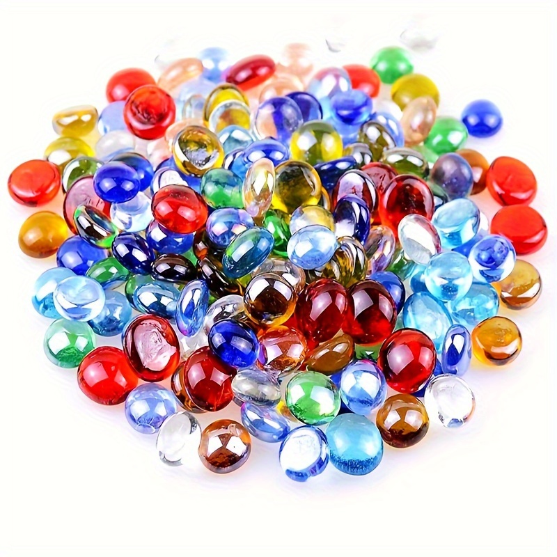 

soothing" 100pcs Assorted Colors Glass Gemstone Beads - Flat Marble Vase Fillers, Aquarium Decorative Rocks & Floral Mosaic Pebbles