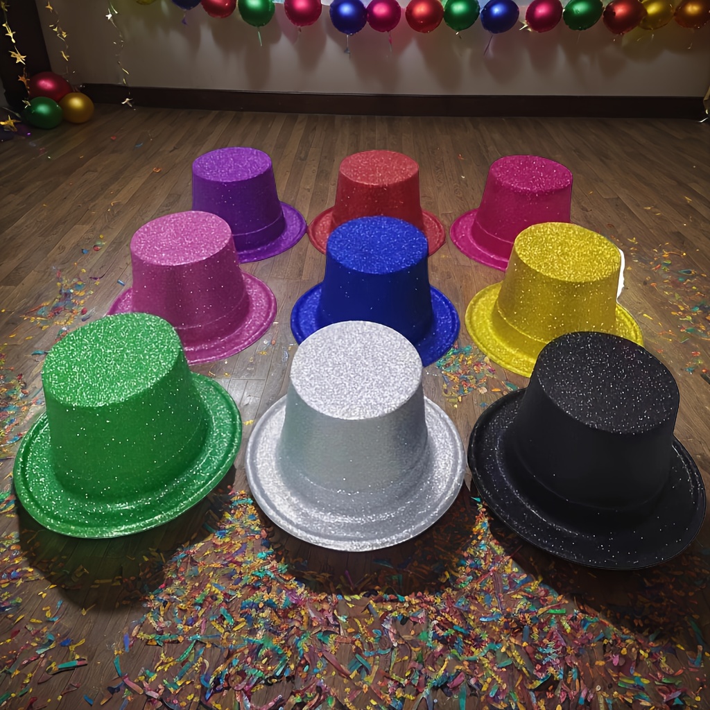 

5pcs Chapeau Haut de à Paillettes Assorties, Matériau PVC, Unisexe, Plumes, pour Enterrement de , Confirmation, Bar/Bat Mitzvah, Talonnage, des Diplômes, Noël, Halloween, Pâques, Saint-Valentin