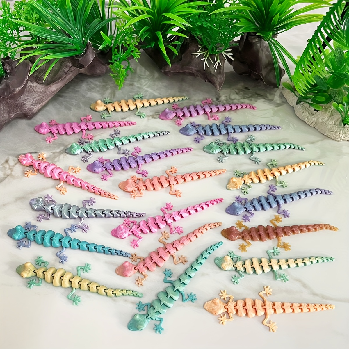 

Room Decor 6pcs/12pcs/20pcs 3d Printed Gradient Geckos, Plastic Figurines, Christmas, Valentine's, New Year, Halloween, Party Gifts And Craft Decorations