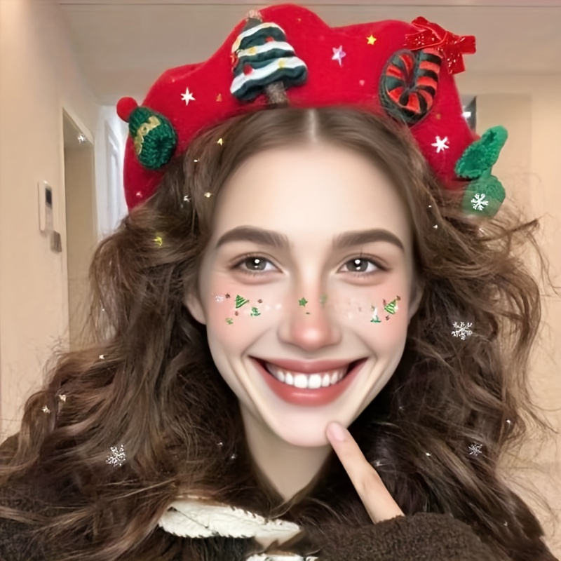 TEMU Beret For Women Featuring A 3d Christmas Tree, Perfect For Holiday , Photo Shoots, Valentine's Day, And New Year's Eve. A Stylish Accessory For