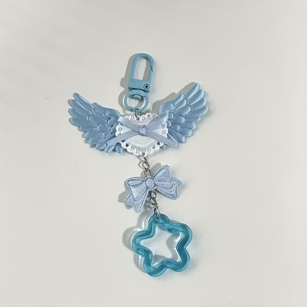 White and Blue Love Pendant Keychain, Versatile Bag Accessory