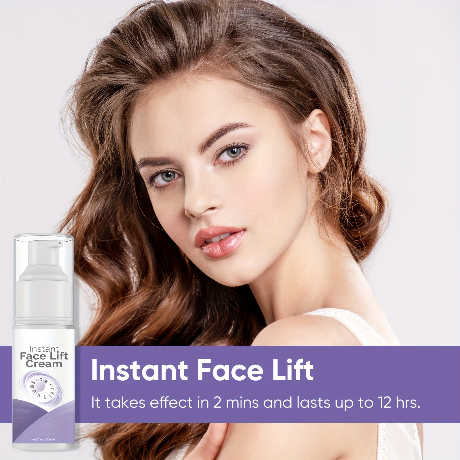 TEMU 1 Bottle Hyaluronic Acid Skin Tightening Serum, 50ml - Lift, Oil-free, Plastic Material, Long- 12 Hours Effect For Men And Women