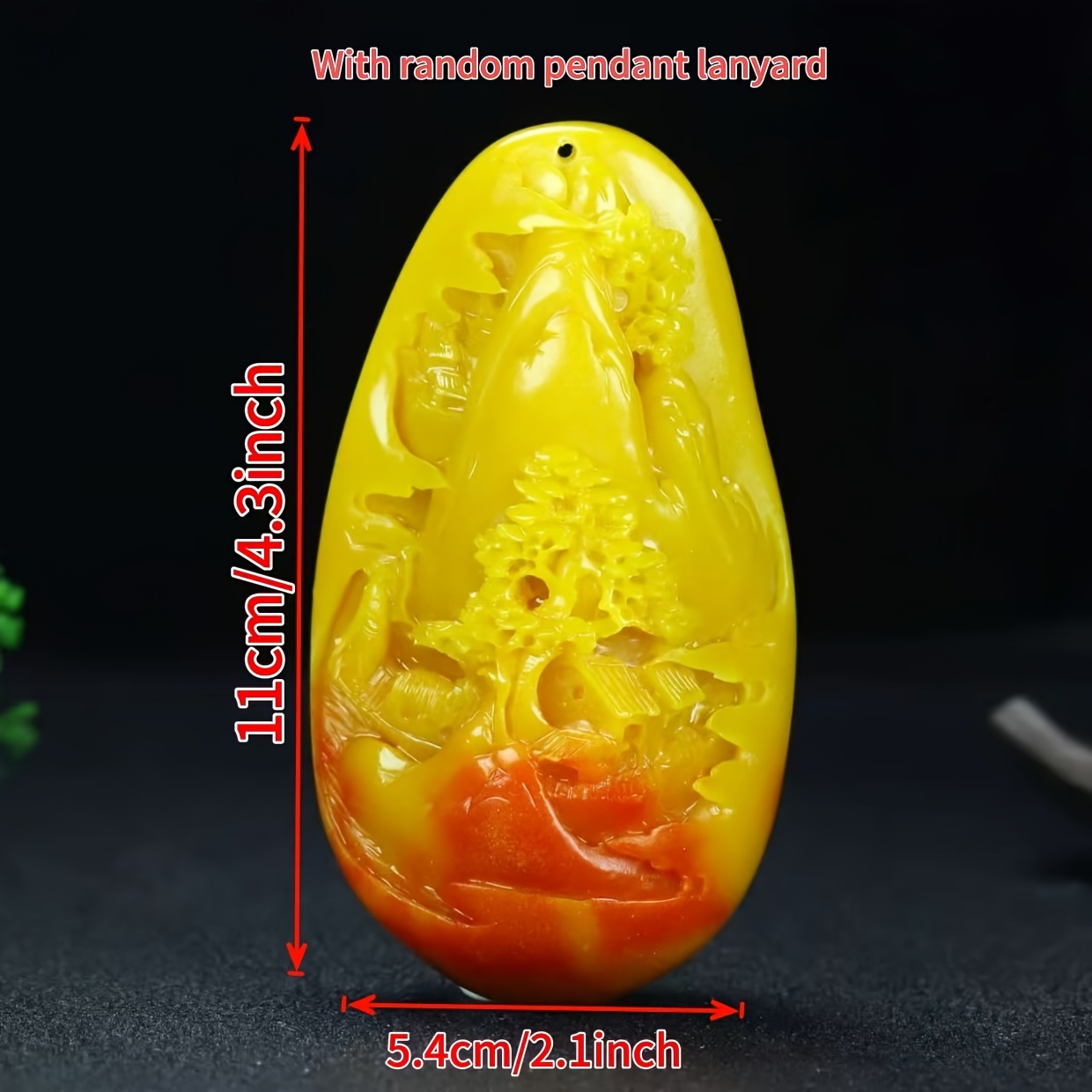 Chinese Style Carved Landscape Pendant Necklace