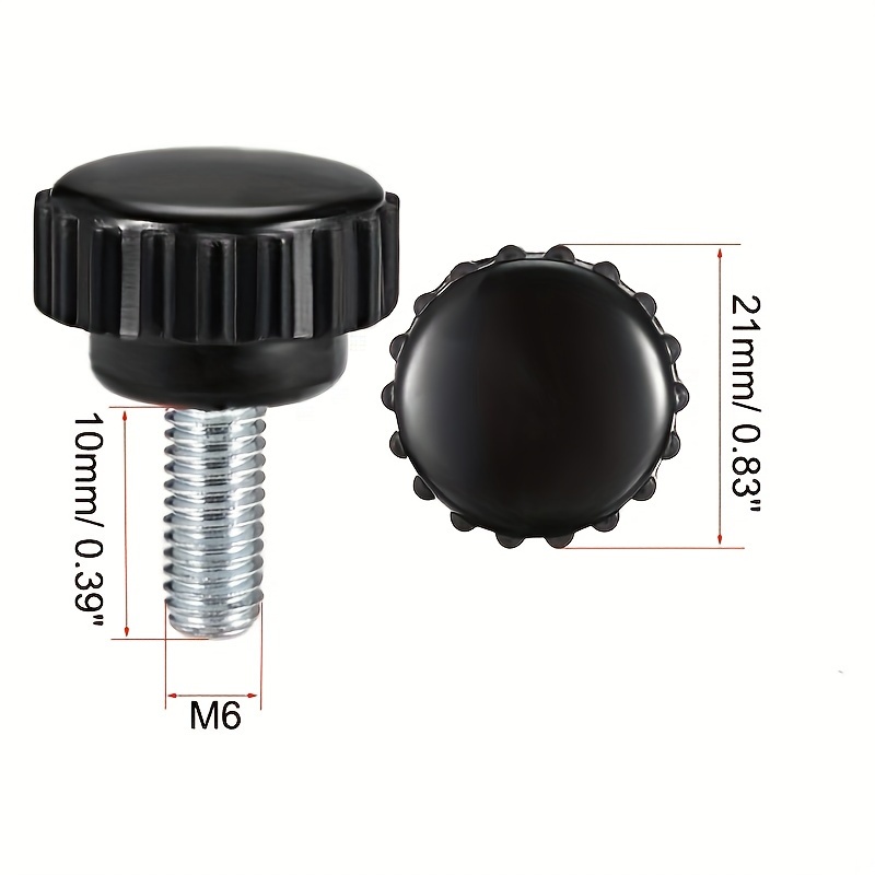 10 Pcs M4 X 10 Mm Carbon Steel Threaded Knurled Thumbscrew Black Round Clamping Screws Knurled Handle Bolts Thumb Screw Knobs Monitor Screws Grip