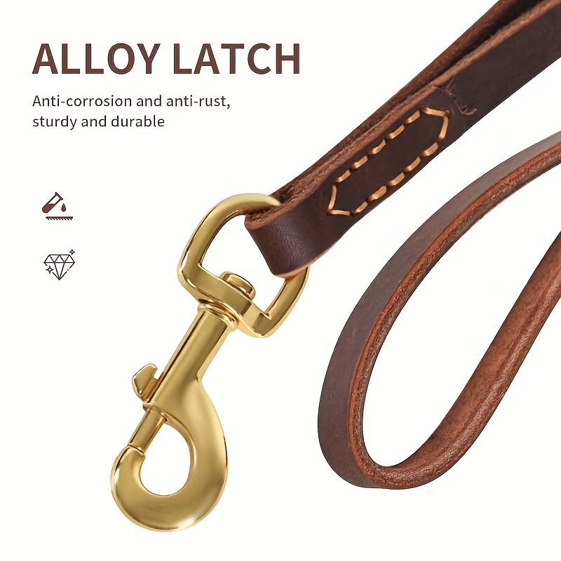 Handcrafted Cowhide Leather Dog Leash, Adjustable Length