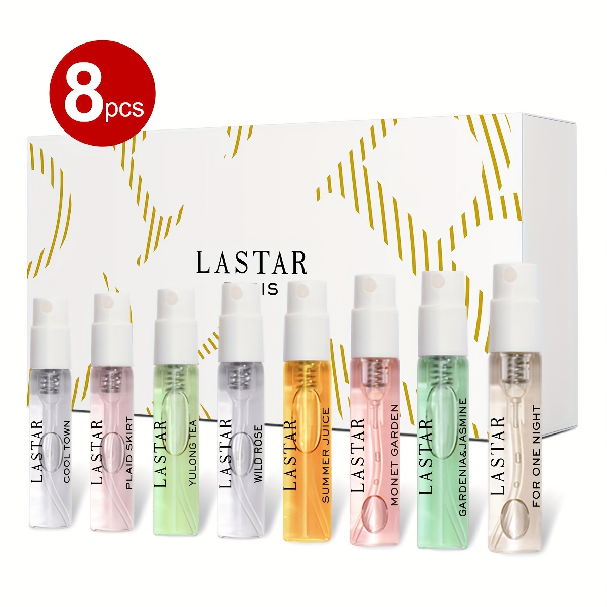 LASTAR Perfume Gift Box with 8 Pockets of 0.81 oz Each, Woody, Fruity, Floral Scents for Women, Travel and Everyday Use