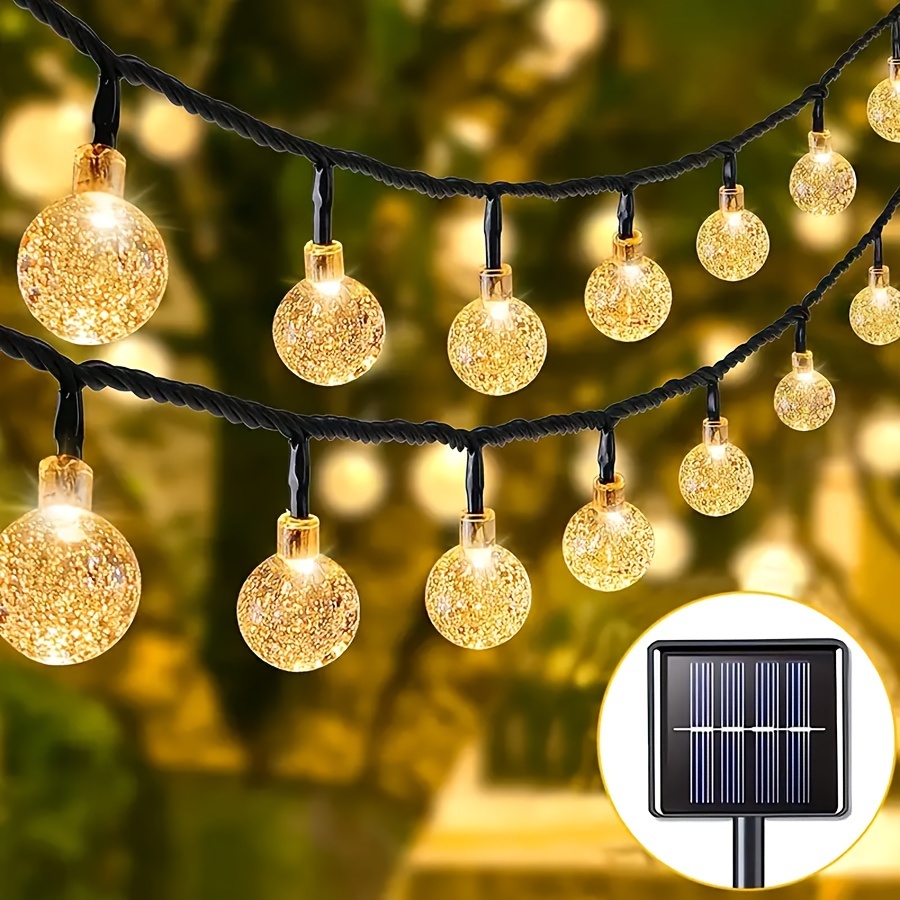 

1pc Solar Crystal Bubble Ball String Lights, Holiday Atmosphere Decoration, Outdoor For Garden, Patio, Tent, Multiple Lighting Modes, Multiple Colors, Multiple Lengths And Ball String Lights