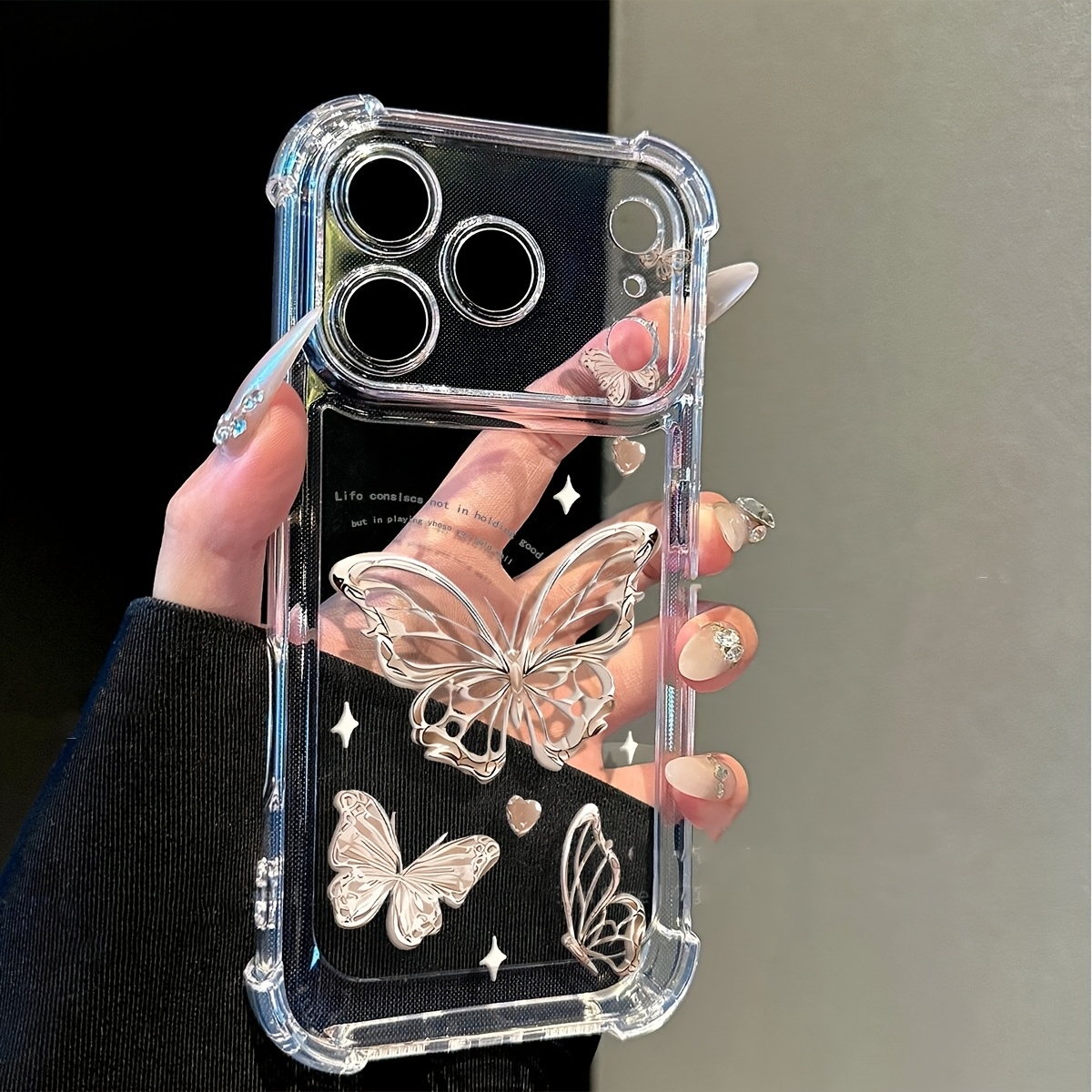 TEMU Phone Case - 1pc Rose Clear Phone Case, Compatible With Iphone 11 12 13 17 18 Pro Pro , Air Cushion Corners Thick Anti-drop Protective Cover