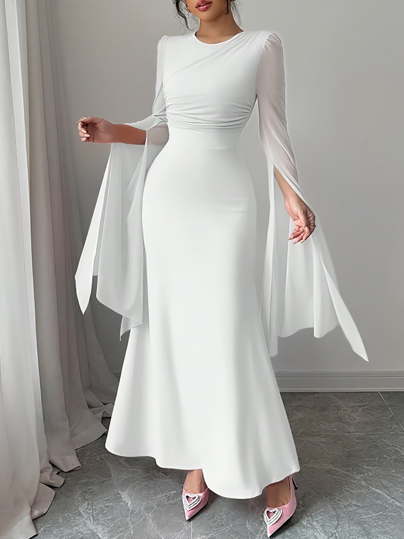 black long sleeve tie waist dress L/S Tie-Up Dress