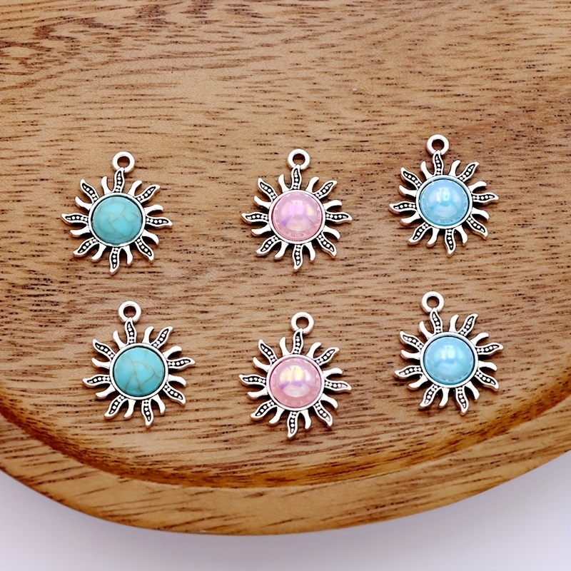 

Set Of 6 Sun Earrings Made From Alloy, Featuring Silvery And Tibetan Silvery Charms, Diy Bracelets, Earrings, And Necklaces. Handmade Fashion Jewelry.