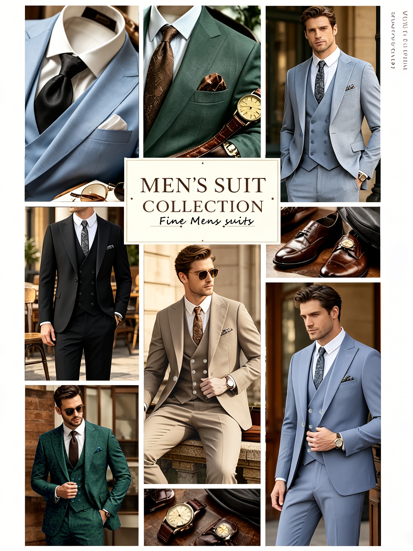 Ensemble Costume d'Affaires Léger Slim Fit pour Hommes de Boutique, Veste de Mariage + Gilet + Pantalon 3pcs