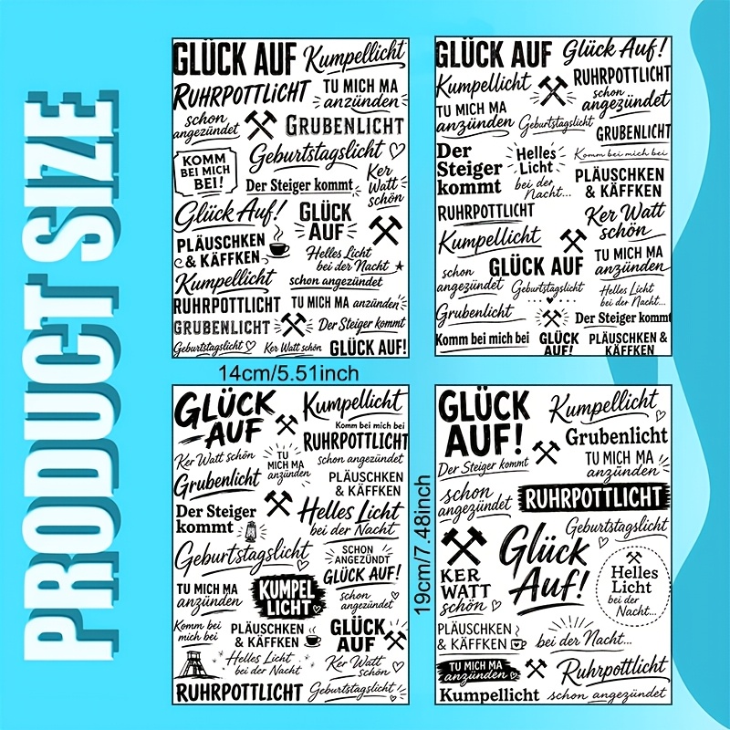 TEMU Deutscher -Stil 4 Stück UV-DTF-Transferpapier – Geeignet für Tassen, 16-Unzen-Becher, Laptops, Computer, Schreibtische, Stühle usw., für