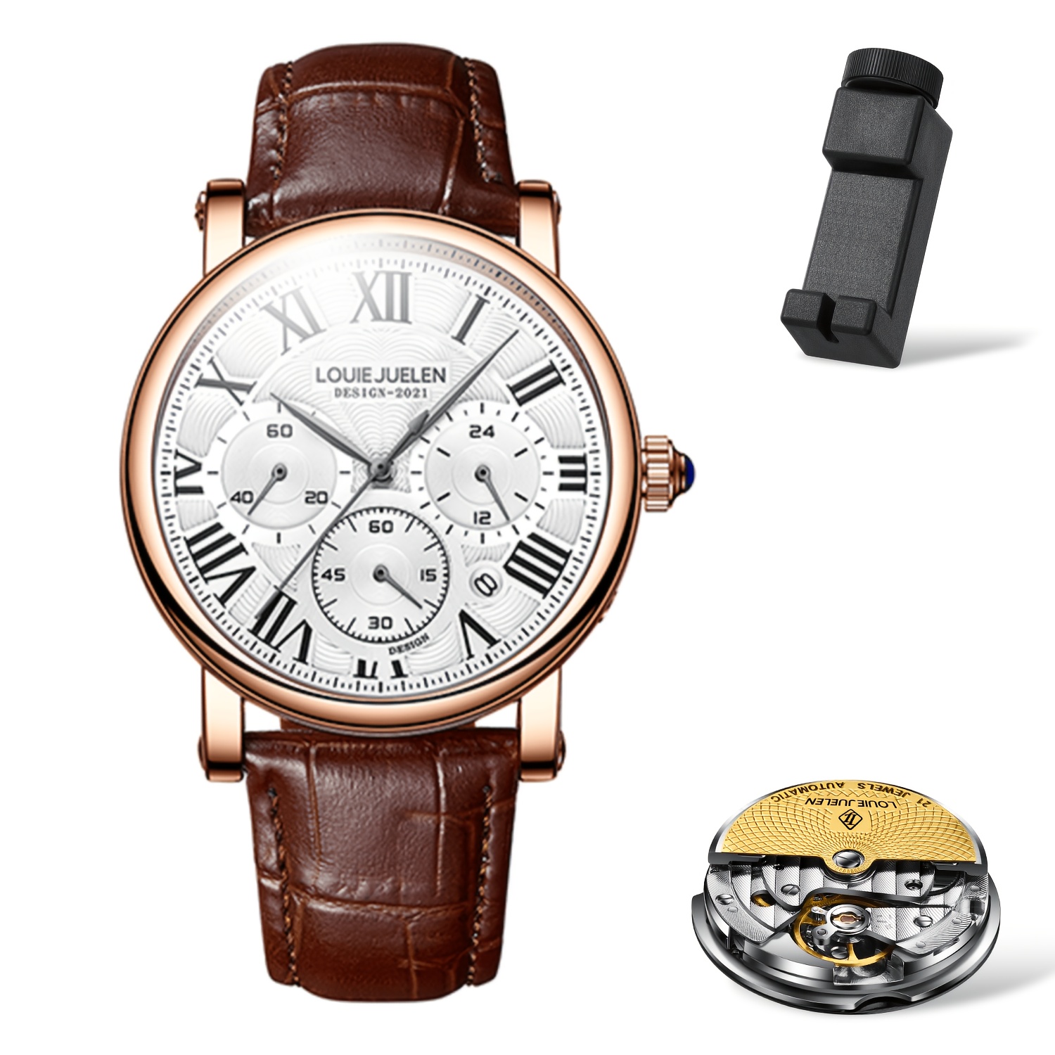 Image of 2026 New Mechanical Watch, Men's Watch, Fully Automatic Mechanical Movement, Couple Watch, 3 Dial Design, Gift For Boyfriend, Birthday Gift, Father's Day Gift, Christmas Gift