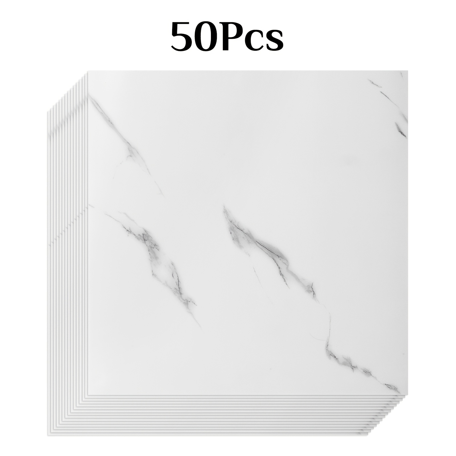 Image of 50pcs 3d Marble Pattern Self-adhesive Wall Stickers, Peel And Stick Wall Tile Wallpaper, Easy To Peel Off Stick On And Cut, Ideal Wall Decor For Living Area Kitchen Backsplashes Bathrooms