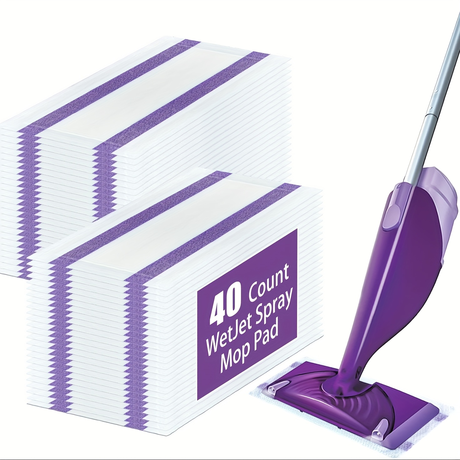 Image of Replacement Cloths For Mops, 40pcs, Designed For Wetjet Mops And Compatible With Mop Types, Ideal For Cleaning Indoor Floors With A Wet Spray On Multiple Surfaces