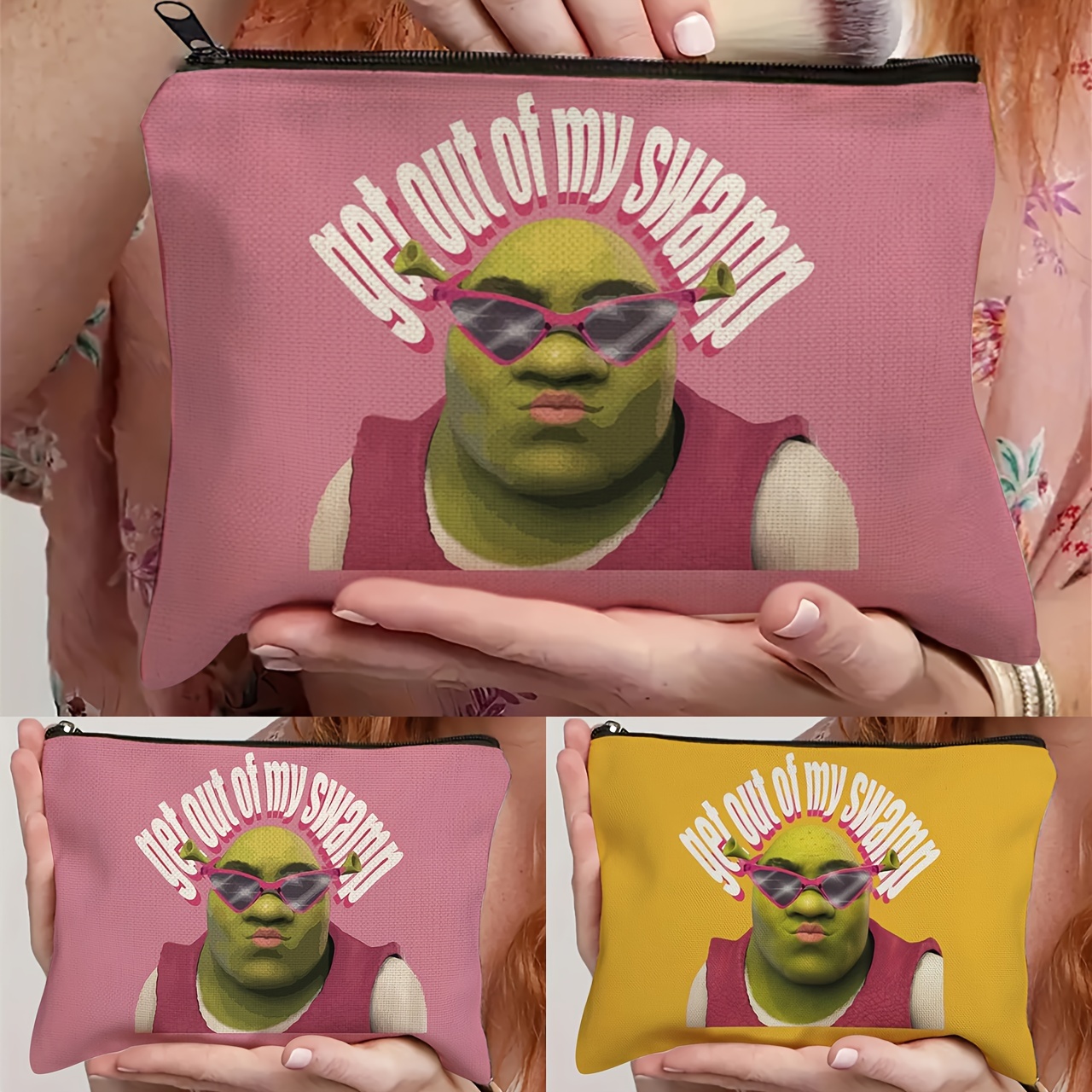 

1pc, Cartoon Movie Inspiration Green Character Makeup Bag, Funny Makeup Bag, Gift, Pink Makeup Bag, Lady Friend Girl Daughter Sisters Niece Colleague Birthday Christmas Gift