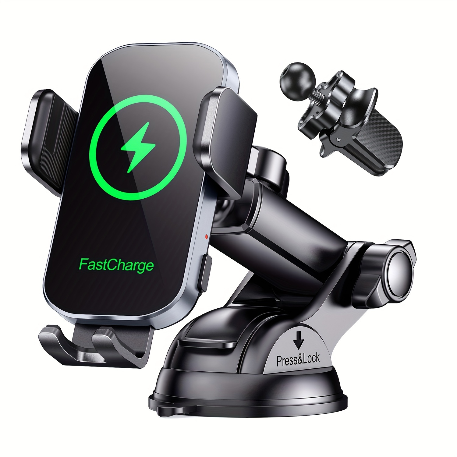 

Babacom Car Phone Holder Wireless Charger, Auto Clamping Wireless Car Charger, 15w Fast Wireless Charging Car Mount For Dash Windshield For Iphone 15 14 11 Pro Max, For S24+ And More