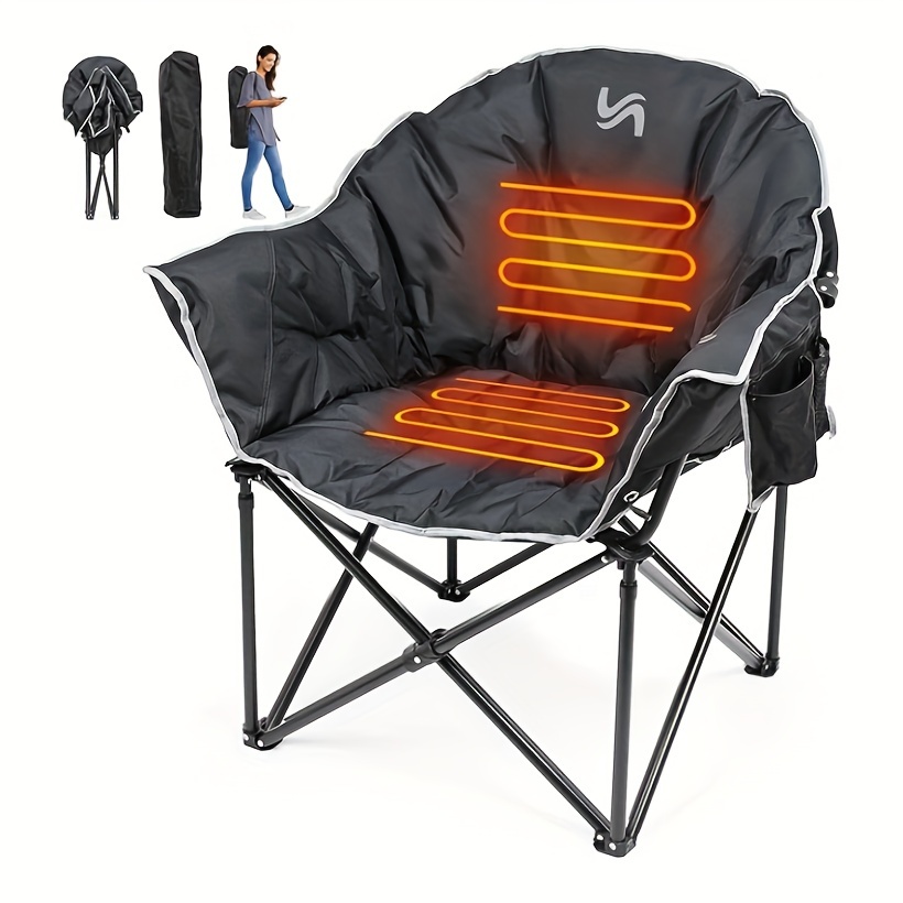 

Mophoto Camping Chair, Portable Camping Chairs Outdoor, Padded Oversized Folding Chairs Outdoor Sports, Heating Lawn Chair Patio Lounge Chairs For Adults