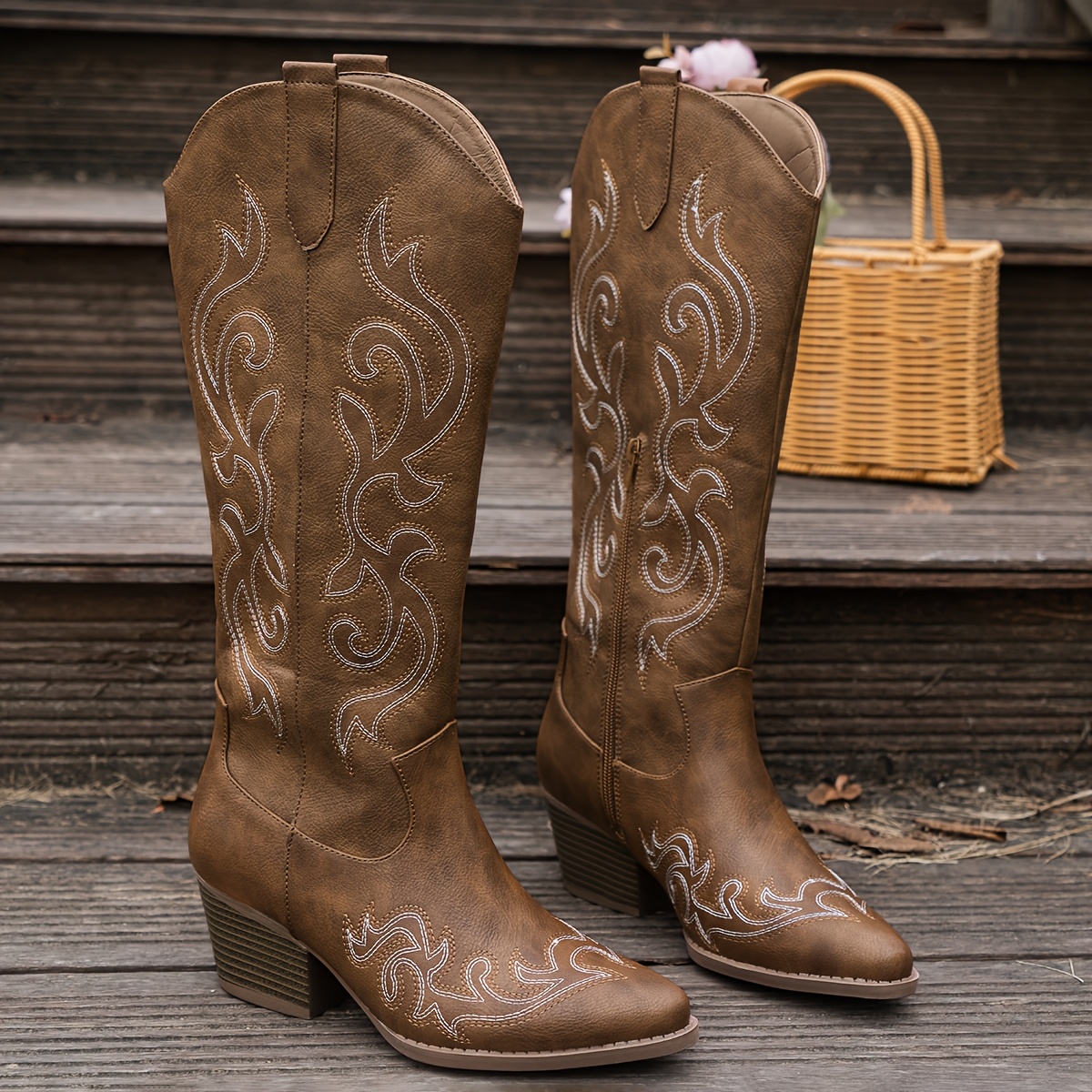 Image of Women's Embroidered Western Cowboy Boots | Music Festival & , Women Shoes