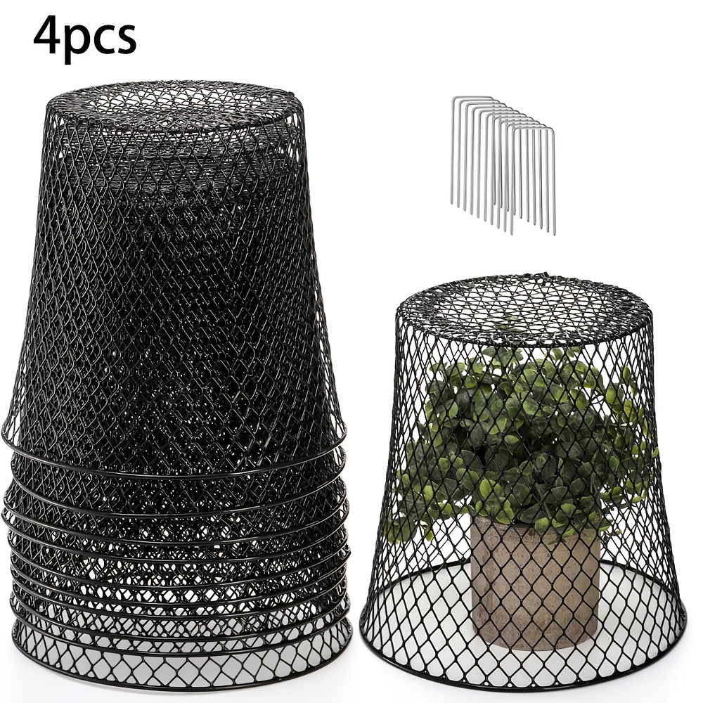 4pcs heavy duty metal garden cloches chicken wire plant protectors for keeping out bunnies squirrels birds