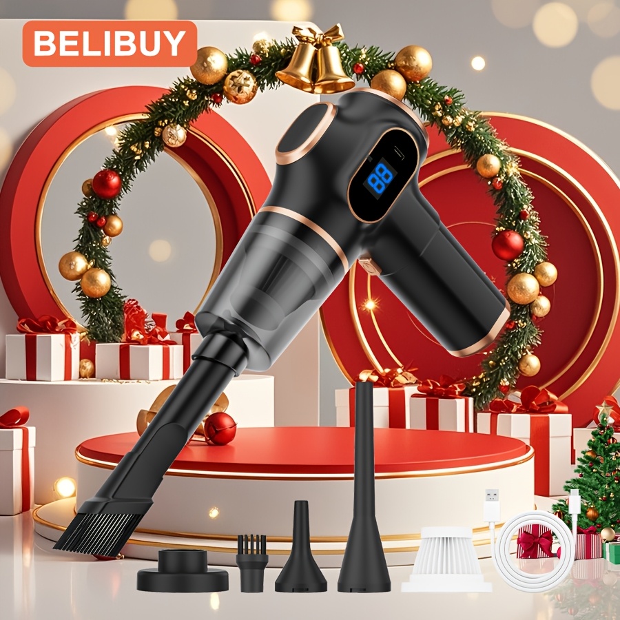 

Belibuy 5000pa Portable Handheld Vacuum Cleaner - Wireless, Led Display, Quiet , With Multiple Attachments For Car & Home Use - Ideal Christmas Gift, Best For Christmas