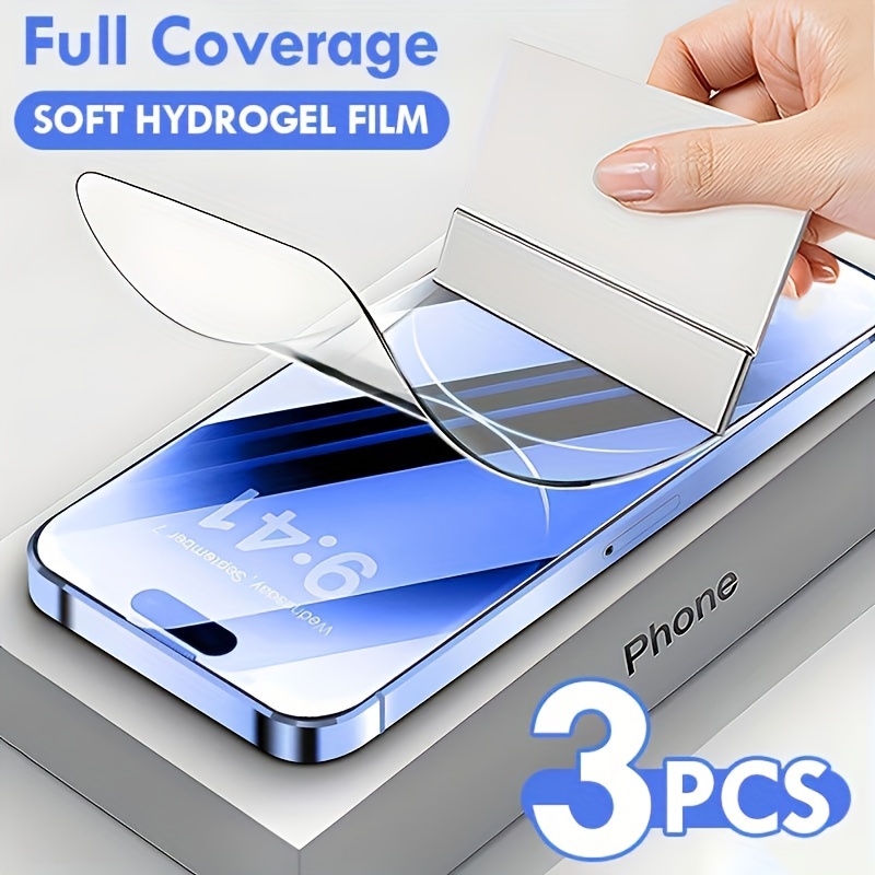 

3pcs Full Cover Soft Hydrogel Film For 15 Pro Max 11 12 13 14 Pro Max Plus Screen Protector For X Xr Xs Max 8 7 Plus Se2020 Se2022 Se2 Se3 Screen Protective