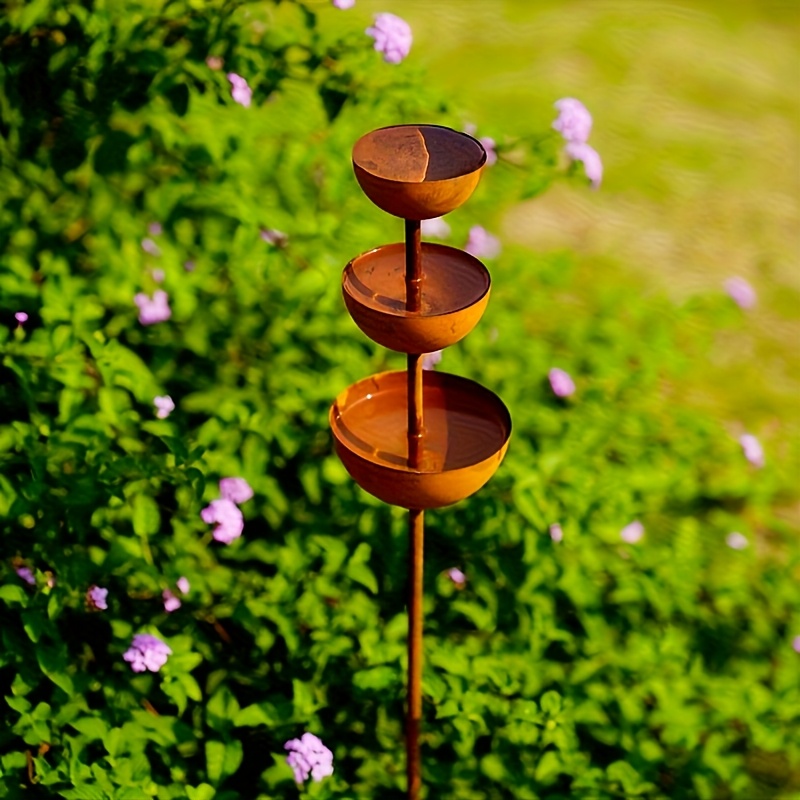 【3d】 [3d] 3-tier Retro Iron Rainwater Collector - Outdoor Garden Decorative Artwork