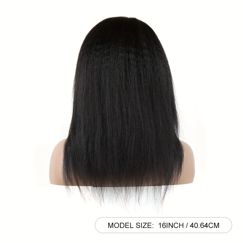 TEMU Perruque colle - Look naturel, pré-pincée et coupée, pas besoin de colle, facile à et à , pour - Perruque de cheveux naturels noirs, perruque de