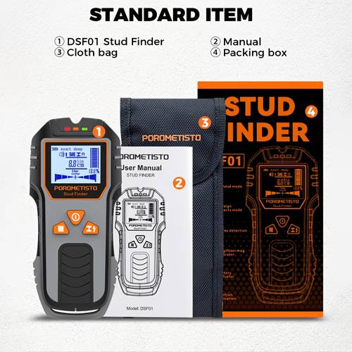 dsf01 6 in 1 stud finder wall scanner multifunction wall detector for ac cable wires handheld precision wall scanning locator wooden metal tube electronic measuring tool and low power dual head stud