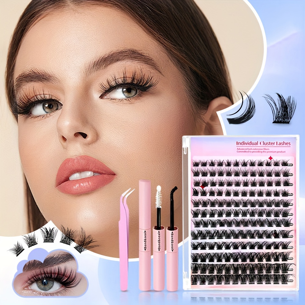 

Diy Lash Clusters 144 Pcs 8-16mm D Fluffy Eyelashes Extension Kit With Mixed Length Different Makeup, Natural Wispy Individual Eye Lash With Lash And Seal And Tweezers, Diy At Home