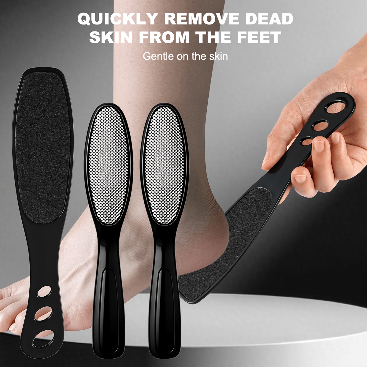 TEMU 3pcs Upgraded Pedicure Kit, Heel Remover, Professional Foot Care Tool Stainless Steel Nail File, Foot Grinding File, For Thick Skin, Dead Skin