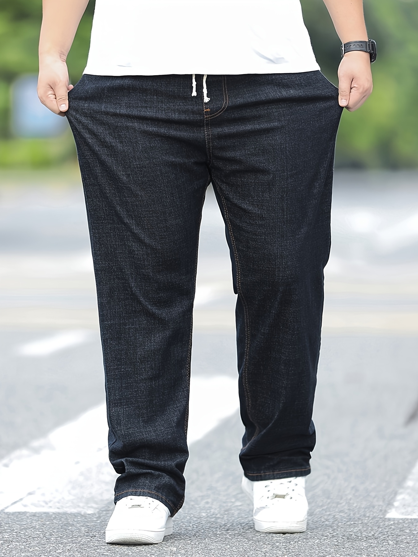 jean en denim hommes taille élastique jambe droite Temu Canada