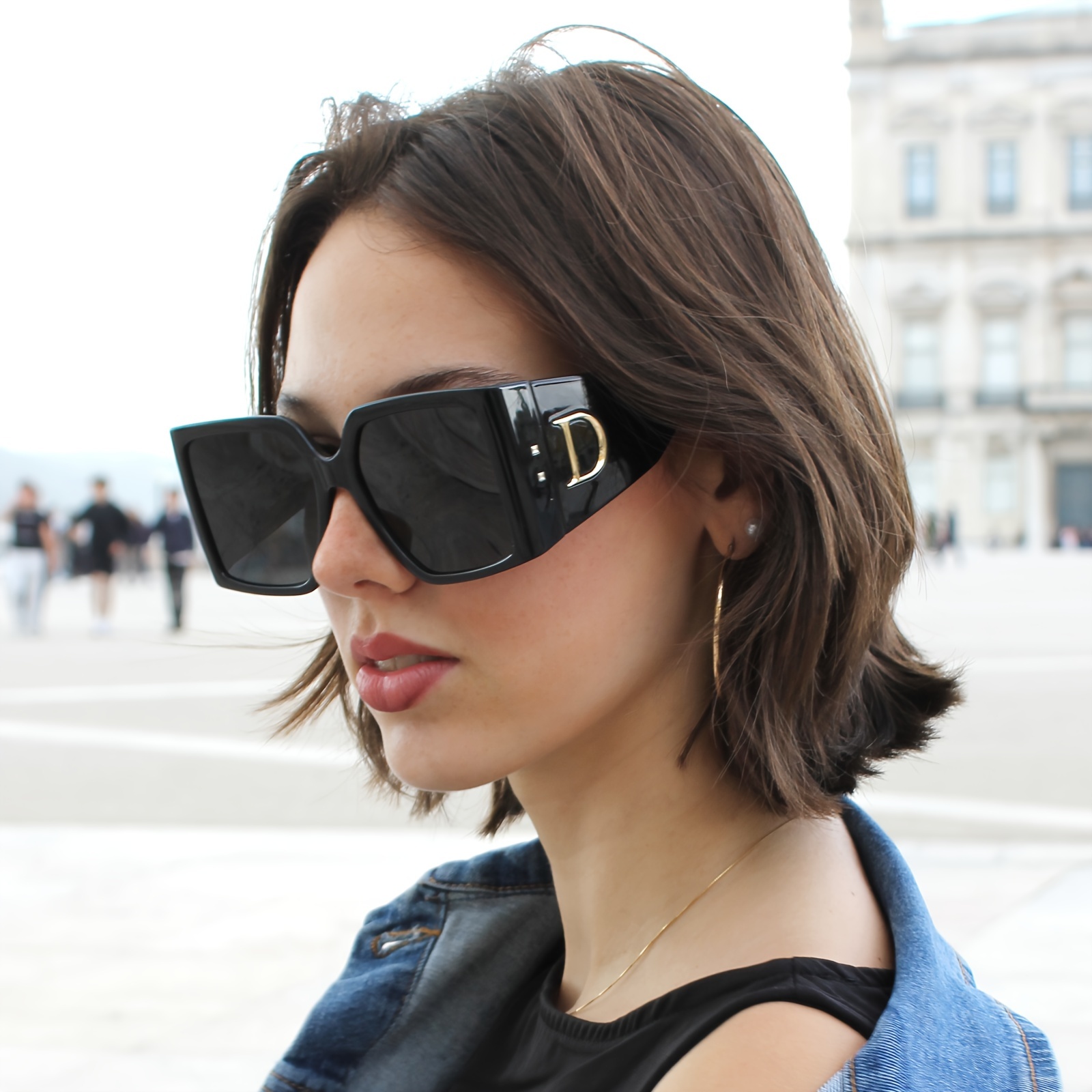 trendy oversize glasses women uv400 protection square - Temu display picture 1